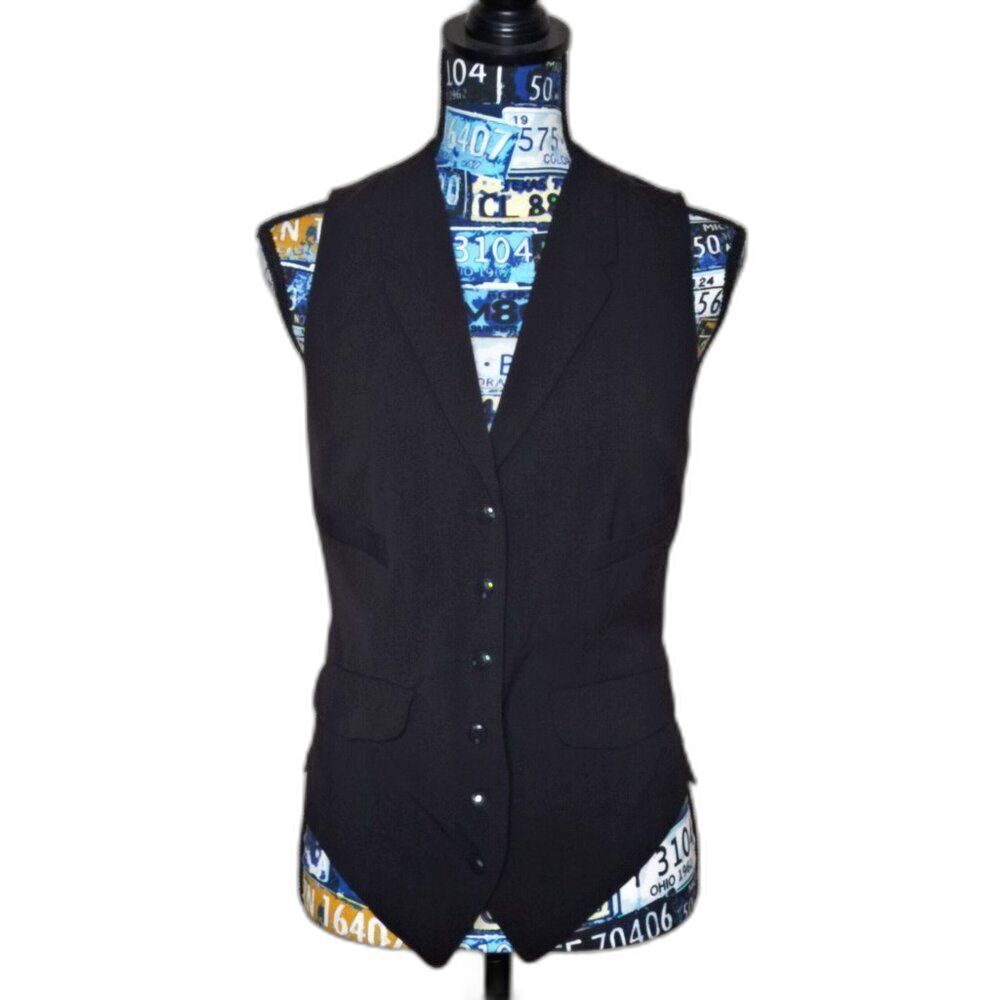 NORMA KAMALI Button Up Tuxedo Vest Dark Academia Adjustable Formal Workwear XS